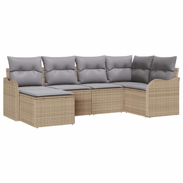vidaXL Tuin Sofa Set Beige poly rattan