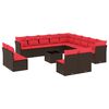 vidaXL 14-delige tuinbankset met kussens, bruin polyrotan