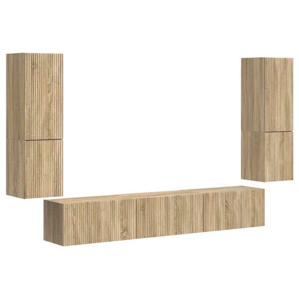 vidaXL Tv-meubelset Wandgemonteerd 4 pcs Sonoma Eiken Bewerkt hout