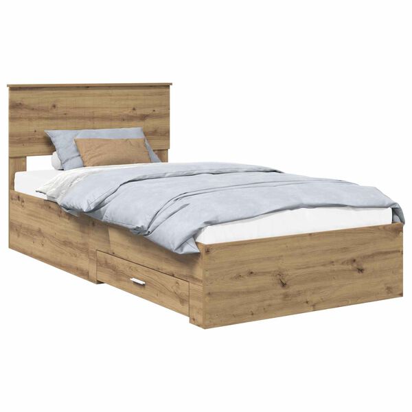 vidaXL Bedframe met hoofdeinde Artisan Eiken 100 x 200 cm Bewerkt hout