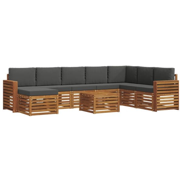 vidaXL Sofa-Sets 9 pcs Natuurlijk en Antraciet Massief Acaciahout