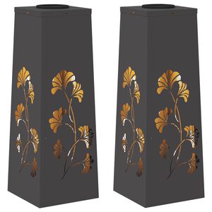 vidaXL Solar LED Pad Licht 2 pcs Zwart Koudgewalst staal