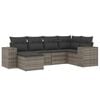 vidaXL 6-delige Loungeset met kussens poly rattan grijs