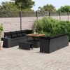 vidaXL Tuin Sofa Set met kussen 11 pcs Zwart poly rattan