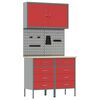vidaXL Werk kast met lade met slot 5 st Rood Engineered hout en staal