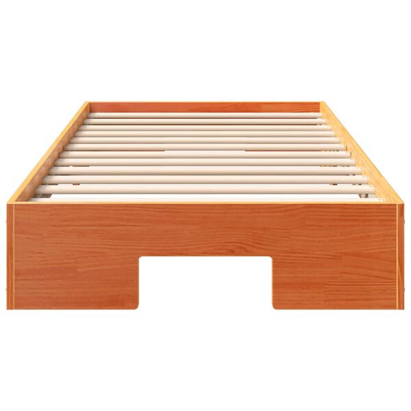 vidaXL Bedframe met opslag Bruin 75 x 190 cm Massief grenenhout