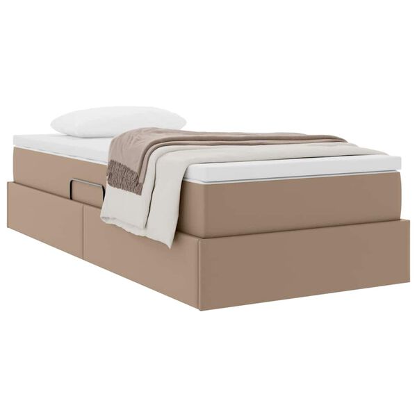 vidaXL Opslag bed met matras Cappuccino 90 x 190 cm Nep Leer