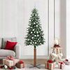 vidaXL Slanke Kerstboom Groen en Wit 210 cm PVC en massief dennenhout