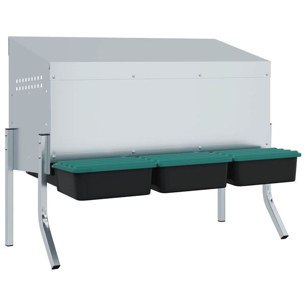 vidaXL Kippennestkast 3 compartimenten met poten gegalvaniseerd staal