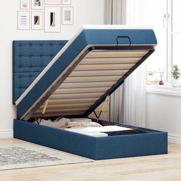 vidaXL Ottoman bed met matras 80x200cm stof blauw