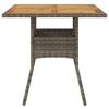 vidaXL Tuintafel met acaciahouten blad 80x80x75 cm poly rattan grijs
