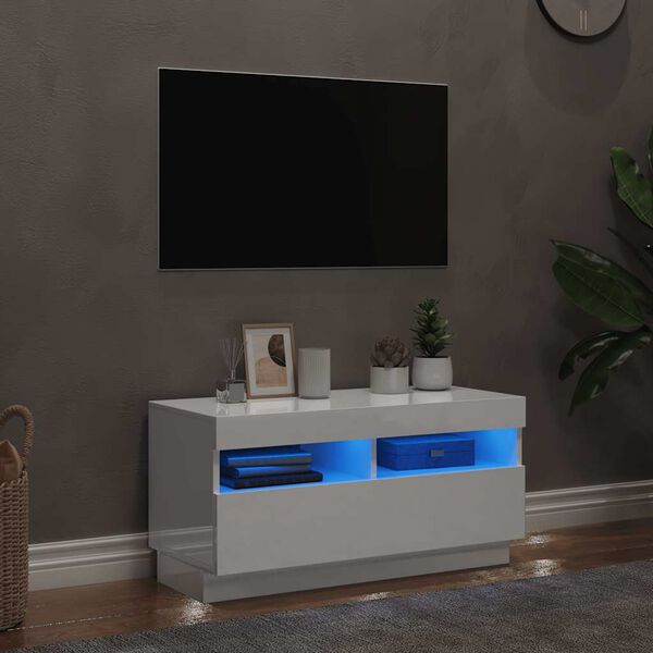 vidaXL Tv-meubel met LED-verlichting 80x35x40 cm hoogglans wit