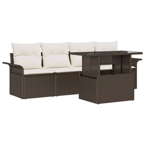 vidaXL Tuin Sofa Set met kussen met opslag 5 pcs Bruin Poly Rattan
