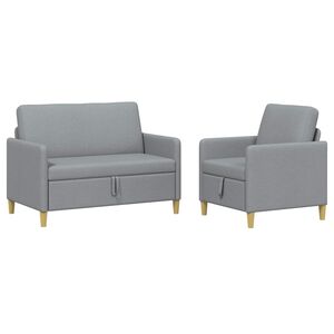 vidaXL Bankenset met opbergruimte 2 st Lichtgrijs Polyester
