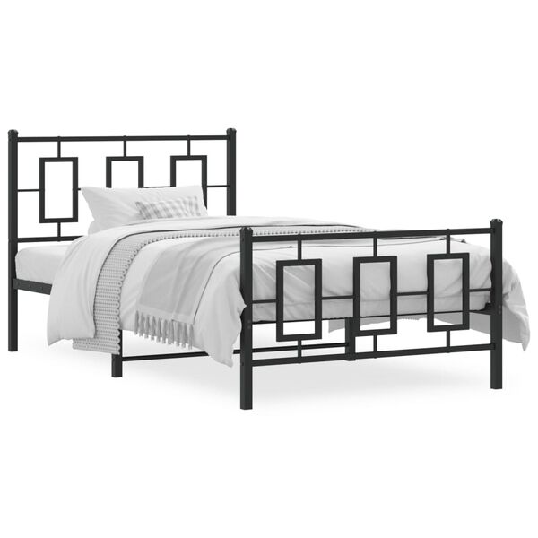 vidaXL Bedframe met hoofd- en voeteneinde metaal zwart 100x200 cm
