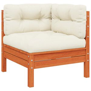 vidaXL Tuinhoekbank met kussens massief grenenhout wasbruin