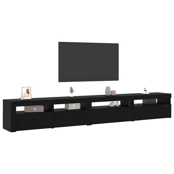 vidaXL Tv-meubelset 3 pcs Zwart Eiken 270 x 35 x 40 cm Bewerkt hout
