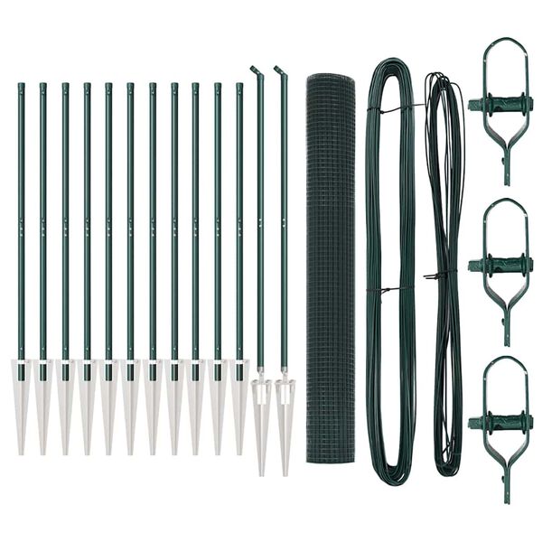 vidaXL Afrasteringspaal Groen 25 x 1 m (19 x 19 mm gaas) Staal