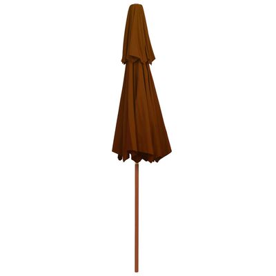 vidaXL Parasol dubbeldekker met houten paal 270 cm terracottakleurig