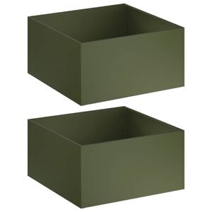 vidaXL Plantenbak 2 st Olijfgroen 60 x 60 x 40 cm Koudgewalst staal