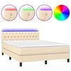 vidaXL Boxspring met matras en LED stof cr&egrave;mekleurig 140x200 cm