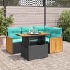 vidaXL 5-delige Loungeset met kussens poly rattan acacia zwart