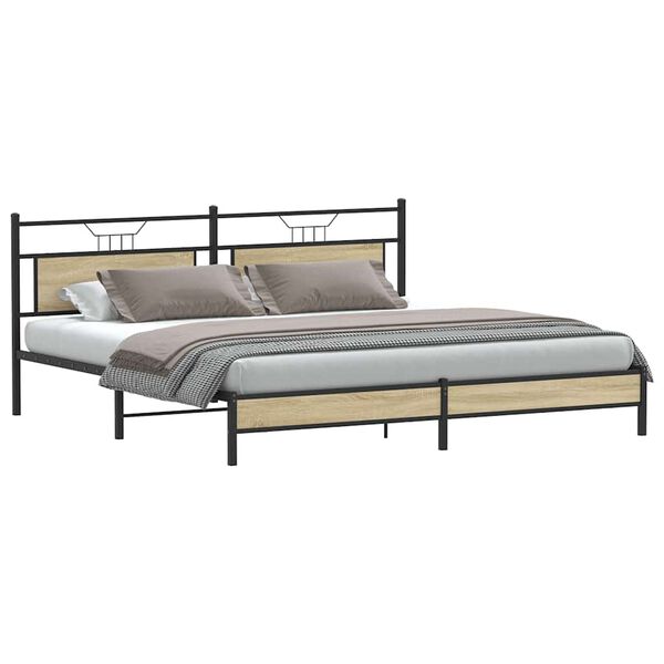 vidaXL Bedframe zonder matras metaal sonoma eikenkleur 200x200 cm