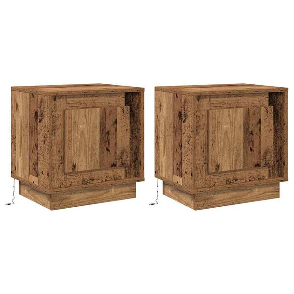 vidaXL Nachtkastje 2 pcs Oudhout 44 x 34,5 x 45 cm Bewerkt hout