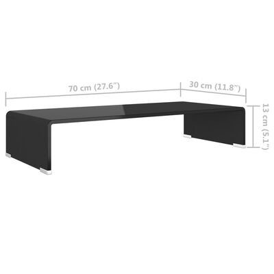 vidaXL Tv-meubel/monitorverhoger zwart 70x30x13 cm glas