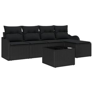 vidaXL Tuin Sofa Set met kussen met opslag 6 pcs Beige Poly riet