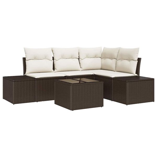 vidaXL Tuin Sofa Set 5 pcs Bruin poly rattan