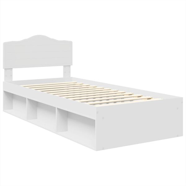 vidaXL Bedframe met hoofdeinde Wit 75 x 190 cm Massief grenenhout