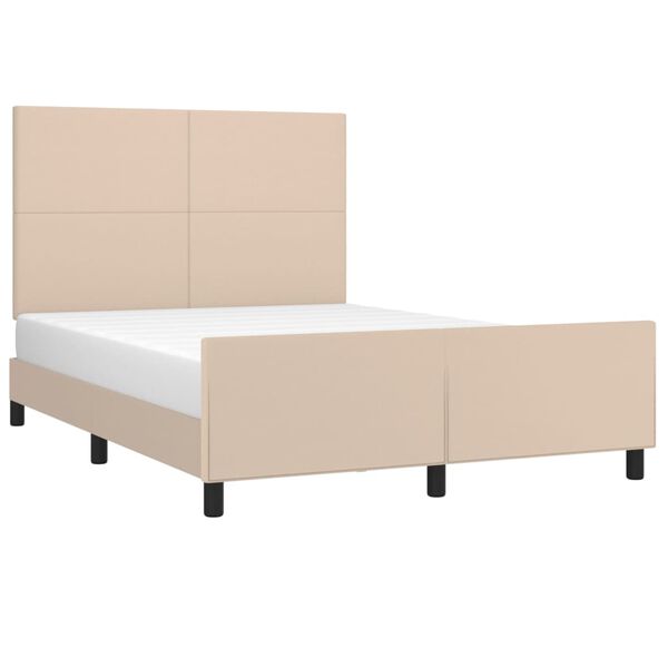 vidaXL Bedframe met hoofdbord kunstleer cappucinnokleurig 140x190 cm