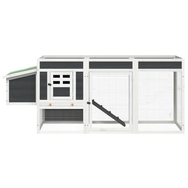 vidaXL Kippenhok 204x50x84 cm massief grenenhout grijs