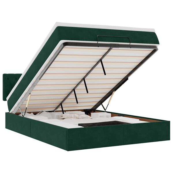 vidaXL Ottoman bed met matras 140x200cm fluweel donkergroen
