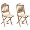 vidaXL Opklapbare stoelen (2 stuks) met kussens, bamboe