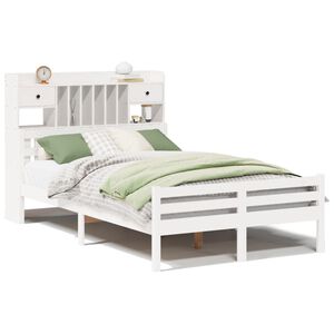 vidaXL Bed met boekenkast zonder matras grenenhout wit 135x190 cm