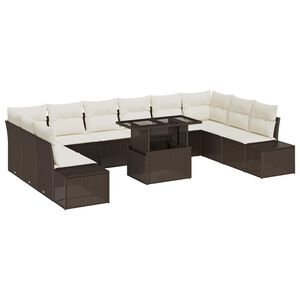 vidaXL Tuin Sofa Set met opslag 11 pcs Bruin Poly riet