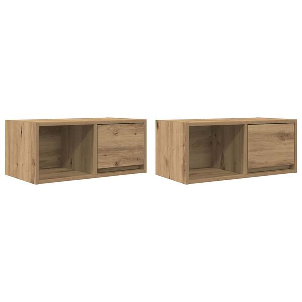 vidaXL Tv-meubelen 2 st 60x31x25,5 cm bewerkt hout artisanaal eiken