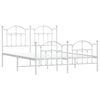 vidaXL Bedframe met hoofd- en voeteneinde metaal wit 135x190 cm