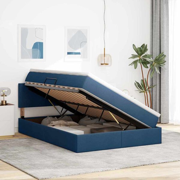 vidaXL Opbergbed met matras met matras Blauw 140 x 200 cm Bewerkt hout