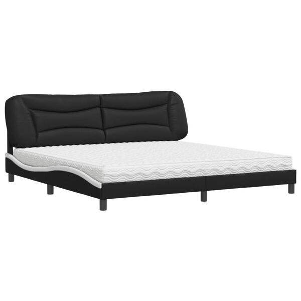 vidaXL Bed met matras "Hvar" kunstleer zwart en wit 200x200 cm