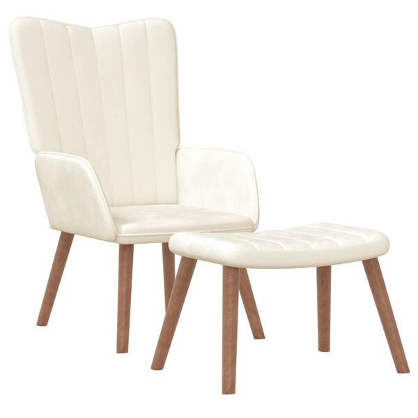 vidaXL Relaxstoel met voetenbank fluweel cr&egrave;mewit