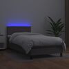 vidaXL Boxspring met matras en LED kunstleer grijs 90x200 cm