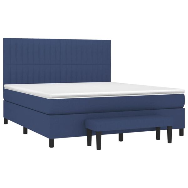 vidaXL Boxspring met matras stof blauw 160x200 cm