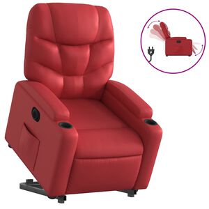 vidaXL Sta-op-stoel elektrisch kunstleer rood