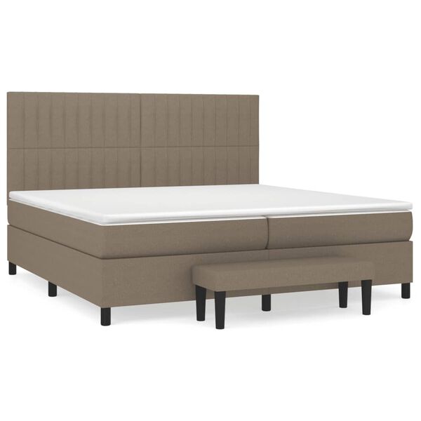 vidaXL Boxspring met matras stof taupe 200x200 cm