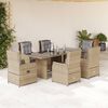 vidaXL 7-delige Tuinset met kussens poly rattan beige