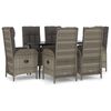 vidaXL 7-delige Tuinset met kussens poly rattan zwart en grijs