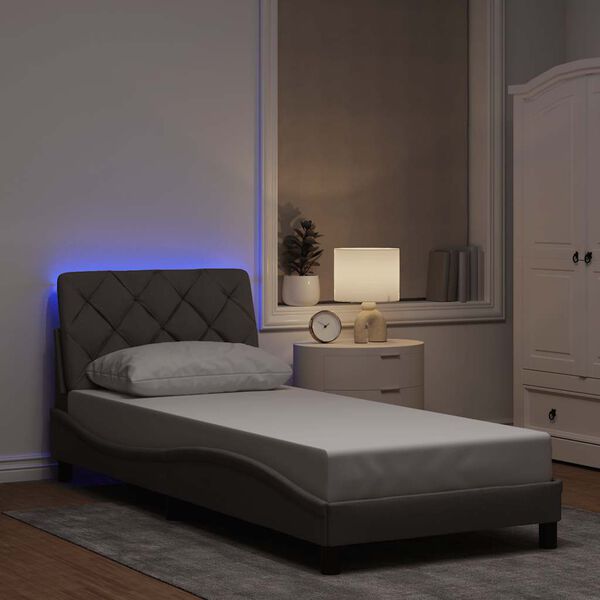 vidaXL Bedframe met LED zonder matras 90x200 cm stof taupe